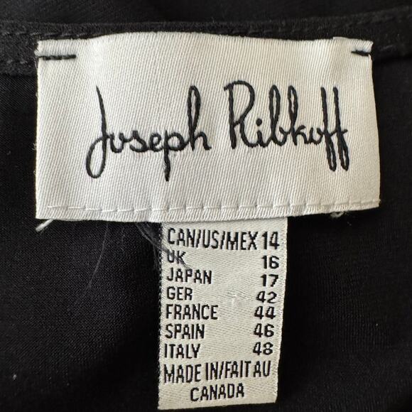 Joseph Ribkoff Macrame Black White 3/4 Sleeve High Lo Tunic Size 14 - Picture 9 of 9